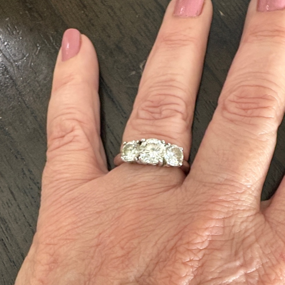 Vintage Three-Stone Sterling Silver Ring